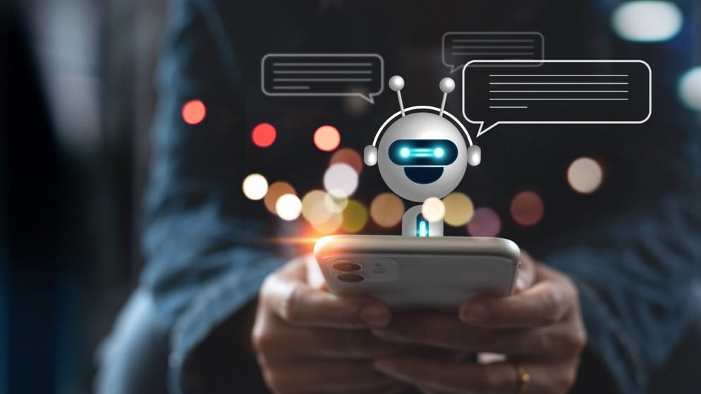Handy mit Chat-Bot und Textnachrichten